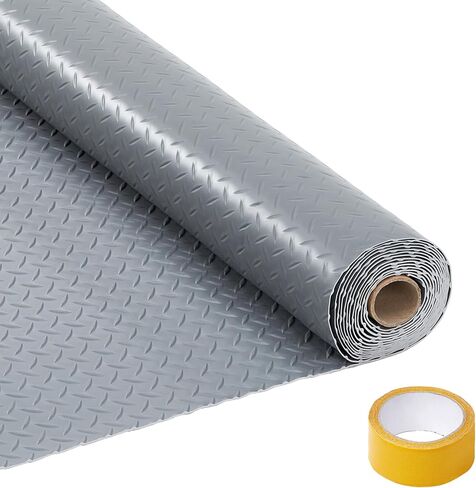 7.5x20 ft Garage Floor Mat, 2.8 mm Thickened Non-Slip PVC Gara-ge Ma-t Roll, Diamond Plate Floor Protector Ma-t with 33 ft Tapes for Gara-ge, Under Car Parking Ma-t for SUVs, Trucks in Kuwait