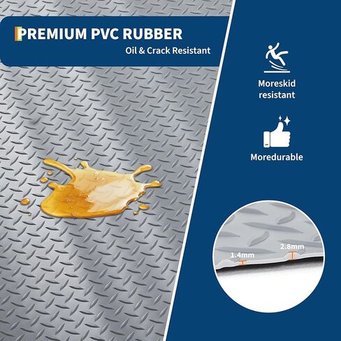 7.5x20 ft Garage Floor Mat, 2.8 mm Thickened Non-Slip PVC Gara-ge Ma-t Roll, Diamond Plate Floor Protector Ma-t with 33 ft Tapes for Gara-ge, Under Car Parking Ma-t for SUVs, Trucks in Kuwait