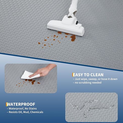 7.5x20 ft Garage Floor Mat, 2.8 mm Thickened Non-Slip PVC Gara-ge Ma-t Roll, Diamond Plate Floor Protector Ma-t with 33 ft Tapes for Gara-ge, Under Car Parking Ma-t for SUVs, Trucks in Kuwait