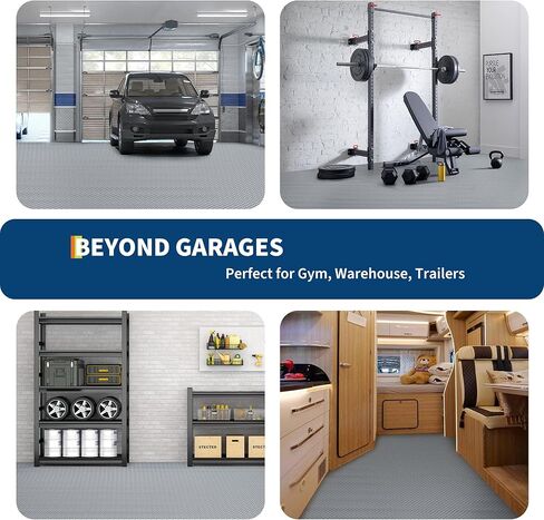 7.5x20 ft Garage Floor Mat, 2.8 mm Thickened Non-Slip PVC Gara-ge Ma-t Roll, Diamond Plate Floor Protector Ma-t with 33 ft Tapes for Gara-ge, Under Car Parking Ma-t for SUVs, Trucks in Kuwait