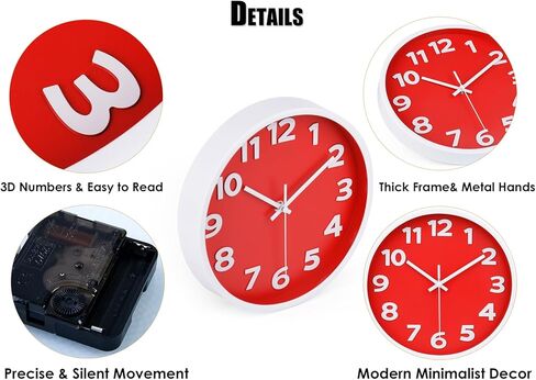 Black Wall Clock Large 16 Inch Silent Non-Ticking Quartz Battery Operated Easy to Read for Home Office Classroom Living Room Kitchen in Kuwait