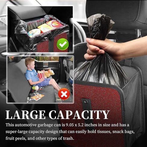 Bling Car Trash Can with Rhinestones,Foldable Extra-Large Capacity Car Trash Bin for Auto Headrests,Gear Stick,Hanging Cars Garbage Can as Cars Organizer for Girls/Women(Red) in Saudi Arabia