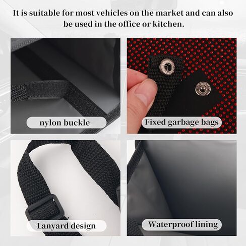 Bling Car Trash Can with Rhinestones,Foldable Extra-Large Capacity Car Trash Bin for Auto Headrests,Gear Stick,Hanging Cars Garbage Can as Cars Organizer for Girls/Women(Red) in Saudi Arabia
