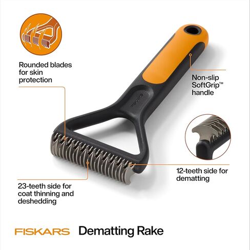 Fiskars Pet Massage Brush, Cat and Dog Brush, Flexible Silicone Bristles & SoftGrip™ Handle for Gentle Deshedding, 6.5", Orange/Black in Saudi Arabia