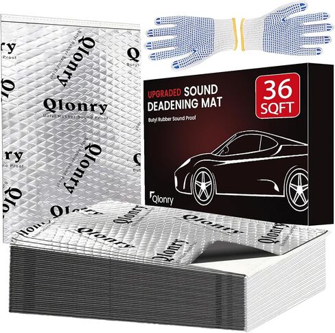 Upgrade Car Sound Deadening Mat, 7 Pcs 80mil (2mm) 18 sqft (1.68 sqm) Butyl Automotive Sound Deadener, Noise Insulation and Vibration Dampening Material with Silicone Raised Gloves in Kuwait