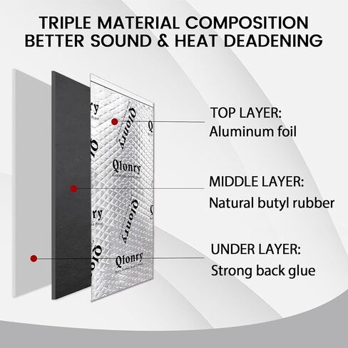 Upgrade Car Sound Deadening Mat, 7 Pcs 80mil (2mm) 18 sqft (1.68 sqm) Butyl Automotive Sound Deadener, Noise Insulation and Vibration Dampening Material with Silicone Raised Gloves in Kuwait