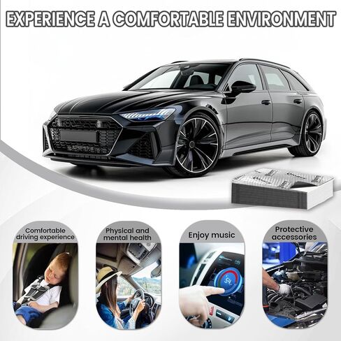 Upgrade Car Sound Deadening Mat, 7 Pcs 80mil (2mm) 18 sqft (1.68 sqm) Butyl Automotive Sound Deadener, Noise Insulation and Vibration Dampening Material with Silicone Raised Gloves in Kuwait