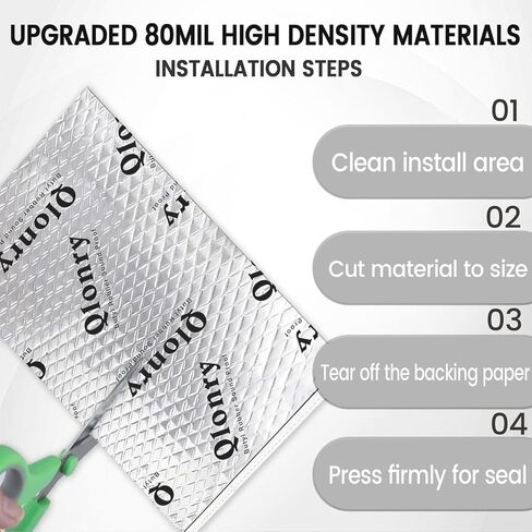 Upgrade Car Sound Deadening Mat, 7 Pcs 80mil (2mm) 18 sqft (1.68 sqm) Butyl Automotive Sound Deadener, Noise Insulation and Vibration Dampening Material with Silicone Raised Gloves in Kuwait