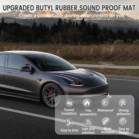 Upgrade Car Sound Deadening Mat, 7 Pcs 80mil (2mm) 18 sqft (1.68 sqm) Butyl Automotive Sound Deadener, Noise Insulation and Vibration Dampening Material with Silicone Raised Gloves in Kuwait