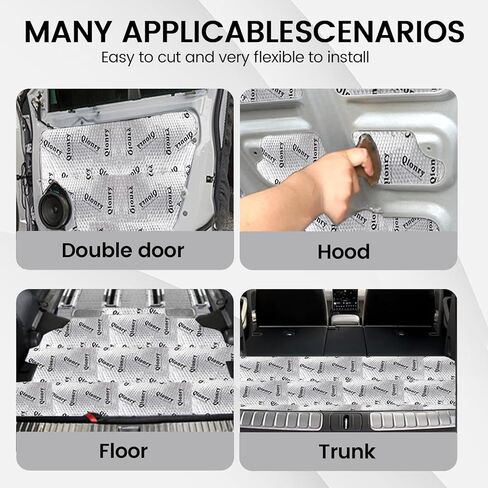 Upgrade Car Sound Deadening Mat, 7 Pcs 80mil (2mm) 18 sqft (1.68 sqm) Butyl Automotive Sound Deadener, Noise Insulation and Vibration Dampening Material with Silicone Raised Gloves in Kuwait