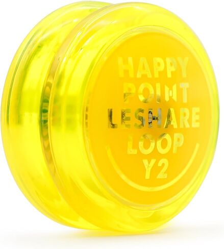 Happy Point Leshare Loop Y2 Professional Looping Yo-Yo - بلاستيك، أصفر شفاف مع غطاء مركزي أصفر، درجة المنافسة، يو يو للمبتدئين سريع الاستجابة لخدع 2A والمهارات الأساسية in Kuwait