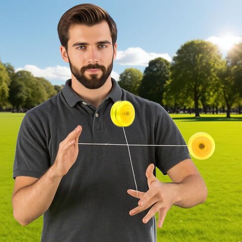 Happy Point Leshare Loop Y2 Professional Looping Yo-Yo - بلاستيك، أصفر شفاف مع غطاء مركزي أصفر، درجة المنافسة، يو يو للمبتدئين سريع الاستجابة لخدع 2A والمهارات الأساسية in Kuwait