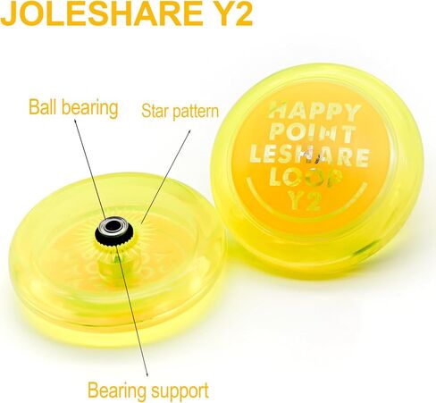 Happy Point Leshare Loop Y2 Professional Looping Yo-Yo - بلاستيك، أصفر شفاف مع غطاء مركزي أصفر، درجة المنافسة، يو يو للمبتدئين سريع الاستجابة لخدع 2A والمهارات الأساسية in Kuwait