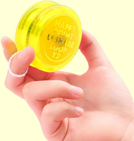 Happy Point Leshare Loop Y2 Professional Looping Yo-Yo - بلاستيك، أصفر شفاف مع غطاء مركزي أصفر، درجة المنافسة، يو يو للمبتدئين سريع الاستجابة لخدع 2A والمهارات الأساسية in Kuwait