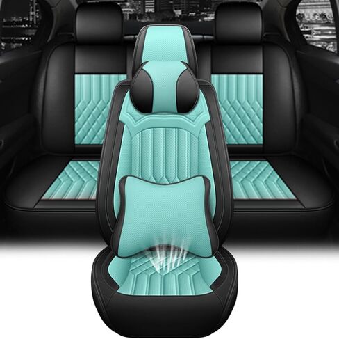 أغطية مقاعد السيارة لسيارة VW Jetta Hybrid 2013-2016، غطاء مقعد عالمي من الجلد المقاوم للماء ومضاد للانزلاق للفصول الأربعة، غطاء مقعد سيارة مريح مع وسادة هوائية (أسود ورمادي، 5 مع وسادة) in Kuwait