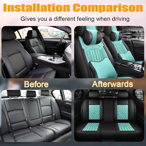 أغطية مقاعد السيارة لسيارة VW Jetta Hybrid 2013-2016، غطاء مقعد عالمي من الجلد المقاوم للماء ومضاد للانزلاق للفصول الأربعة، غطاء مقعد سيارة مريح مع وسادة هوائية (أسود ورمادي، 5 مع وسادة) in Kuwait