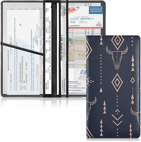 Car Registration and Insurance Card Holder, Western Boho Black Glove Box Organizer Card Document Wallet in Saudi Arabia