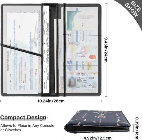 Car Registration and Insurance Card Holder, Western Boho Black Glove Box Organizer Card Document Wallet in Saudi Arabia