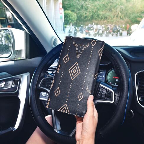 Car Registration and Insurance Card Holder, Western Boho Black Glove Box Organizer Card Document Wallet in Saudi Arabia