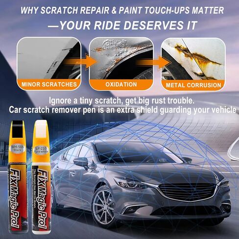 طلاء أسود للسيارات، طقم إصلاح خدوش طلاء السيارة 2 في 1، قلم إزالة خدوش السيارة يدوم طويلاً - لون دقيق، سريع الجفاف، آمن وسهل الاستخدام، مقاوم للطقس يناسب جميع موديلات السيارات قطعتان in Kuwait
