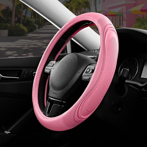Road Comforts Car Steering Wheel Cover - Microfiber Leather Steering Wheel Wrap Sports 14.5-15 Inch Steering Wheel Cover Non-Slip for Men Women Black Color in Saudi Arabia