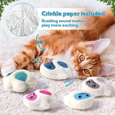 MALLMALL6 Catnip Toys for Cat - 5Pcs Dino Nuggets Cat Toys, Dinosaur Chicken Nugget Catmint Interactive Gift for Indoor Cats, Plush Golden Cat Supplies, Chew Cat Toy Set, Cute Pet Gifts for Cat Lover in Kuwait