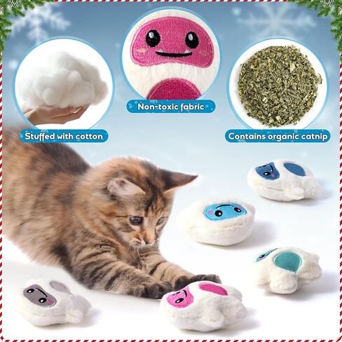 MALLMALL6 Catnip Toys for Cat - 5Pcs Dino Nuggets Cat Toys, Dinosaur Chicken Nugget Catmint Interactive Gift for Indoor Cats, Plush Golden Cat Supplies, Chew Cat Toy Set, Cute Pet Gifts for Cat Lover in Kuwait