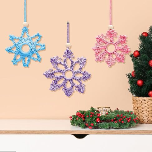 ACRNIGHEET Snowflake Christmas Macrame Kit 4PCS Boho Wall Hanging Decoration for Winter DIY Snow Macrame Kit for Adults Beginners with Step by Step Instructions in Saudi Arabia