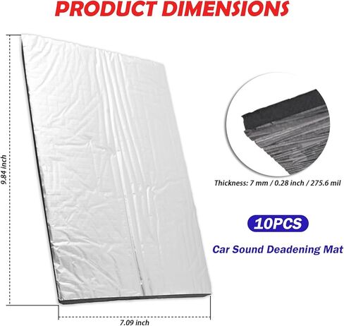10PCS 275.6 mil Car Sound Deadening Mat,Thickened Mat Sound Deading Material for Cars Mats Size 4.84 Sqft for Soundproofing & Reducing Heat,Upgraded Car Sounds Deadening Material Mats in Saudi Arabia