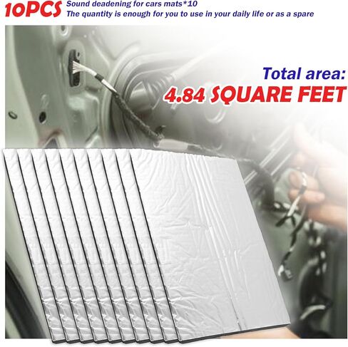 10PCS 275.6 mil Car Sound Deadening Mat,Thickened Mat Sound Deading Material for Cars Mats Size 4.84 Sqft for Soundproofing & Reducing Heat,Upgraded Car Sounds Deadening Material Mats in Saudi Arabia