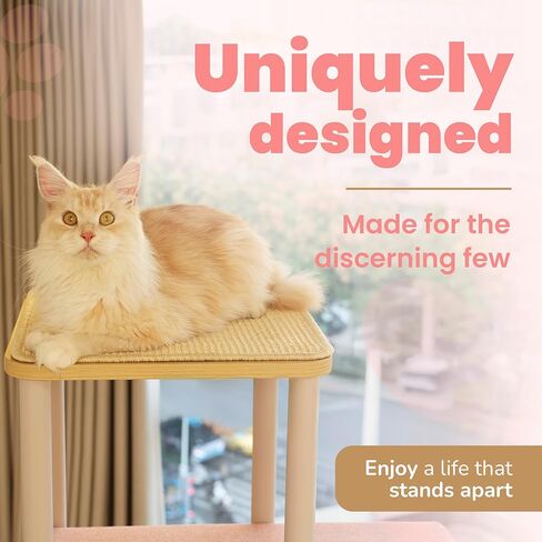 شجرة قطط كبيرة حديثة، بطول 62 بوصة مع منصات مقاس XL 25.6 بوصة، وبنية ثقيلة بوزن 60 رطلًا - إعادة تعريف أثاث القطط مع الثبات والمساحة والأناقة للقطط الكبيرة (رمادي) in Kuwait