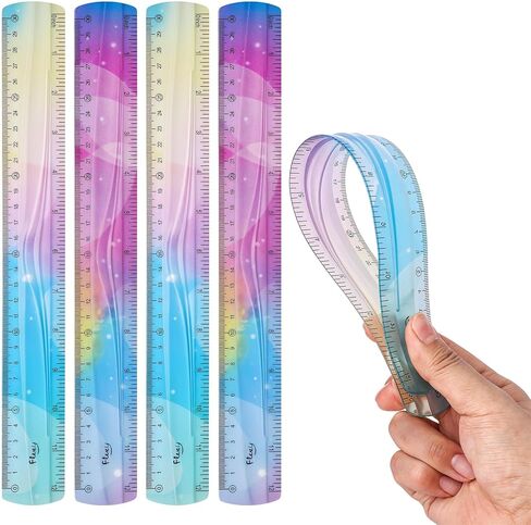 2 Pieces Flexible Ruler, 15cm/6inch Plastic Ruler Shatterproof Straight Edge Ruler Soft Bendable Ruler for School Classroom Office Kids & Adults (6inch) in Kuwait