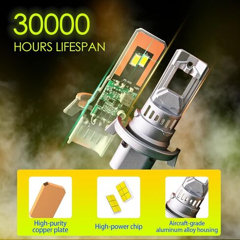مصابيح ضباب TRUELAND H13، 16000LM 70W 6000K زينون أبيض، وحدة فك ترميز Canbus مطورة، شعاع عالي منخفض، IP68 مقاوم للماء، متوافق مع DOT لأضواء الضباب فقط in Kuwait