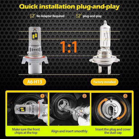 مصابيح ضباب TRUELAND H13، 16000LM 70W 6000K زينون أبيض، وحدة فك ترميز Canbus مطورة، شعاع عالي منخفض، IP68 مقاوم للماء، متوافق مع DOT لأضواء الضباب فقط in Kuwait