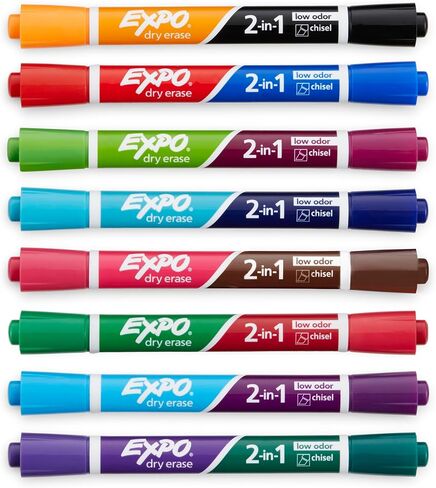 EXPO Dry Erase 2-in-1 Markers, Chisel Tip, Assorted, 8 Count in Kuwait