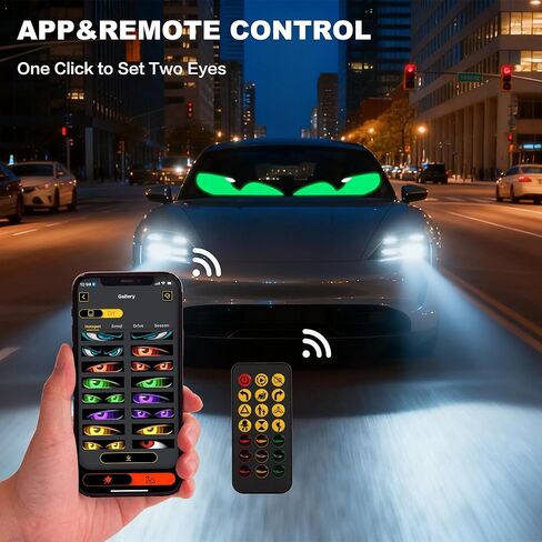 Devil Eyes LED Sign 2-Pack, Programmable LED Car Windshield Light, APP Controlled, Customizable Scrolling Text/Image Matrix Panel for Cars, Trucks, SUVs, 14.72x3.62 in in Saudi Arabia