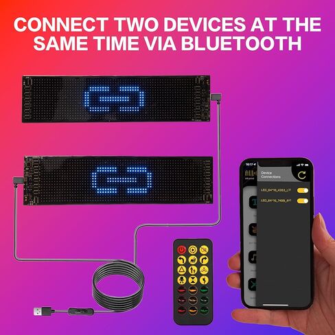 Devil Eyes LED Sign 2-Pack, Programmable LED Car Windshield Light, APP Controlled, Customizable Scrolling Text/Image Matrix Panel for Cars, Trucks, SUVs, 14.72x3.62 in in Saudi Arabia