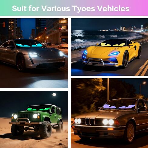 Devil Eyes LED Sign 2-Pack, Programmable LED Car Windshield Light, APP Controlled, Customizable Scrolling Text/Image Matrix Panel for Cars, Trucks, SUVs, 14.72x3.62 in in Saudi Arabia