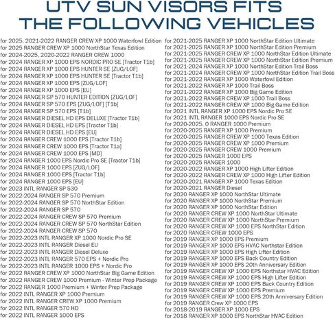 أقنعة الشمس لـ Polaris Ranger XP 1000 SP 570 Crew EPS 2018-2025، 2890288 ملحق حاجب مضاد للوهج UTV Sun Shield Blockers مع زاوية قابلة للتعديل ومفك براغي، أقنعة حماية من الشمس مبطنة شديدة التحمل in Kuwait