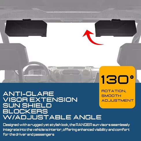 أقنعة الشمس لـ Polaris Ranger XP 1000 SP 570 Crew EPS 2018-2025، 2890288 ملحق حاجب مضاد للوهج UTV Sun Shield Blockers مع زاوية قابلة للتعديل ومفك براغي، أقنعة حماية من الشمس مبطنة شديدة التحمل in Kuwait