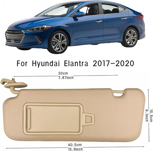 Pair of Left and Right Sun Visor with Clip for Hyundai Elantra 2017 2018 2019 2020 OEM#85210-F2150-XUG (Gray Color) in Kuwait