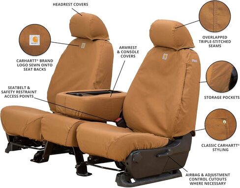 Covercraft Carhartt SeatSaver Second Row Custom Fit Seat Cover for Select Ford F-150 Models - Duck Weave (Brown) in Saudi Arabia