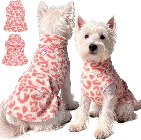 Dog Fleece Vest, Small Dog Sweater Dress Soft Turtleneck Dogs Coat, Warm Pullover Fleece Sweatershirts Winter Jacket with Leash Ring for Dogs Boy Girl,Cold Weather Pet Cozy Clothes Cat Apparel(Pink,L) in Saudi Arabia
