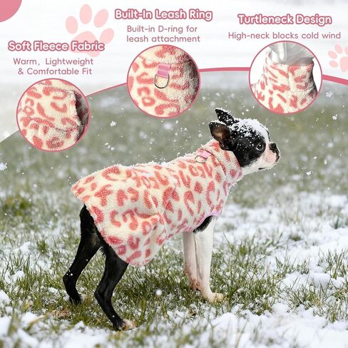 Dog Fleece Vest, Small Dog Sweater Dress Soft Turtleneck Dogs Coat, Warm Pullover Fleece Sweatershirts Winter Jacket with Leash Ring for Dogs Boy Girl,Cold Weather Pet Cozy Clothes Cat Apparel(Pink,L) in Saudi Arabia