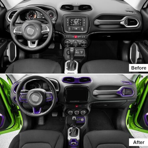 CheroCar 31 PCS Full Set Interior Decoration Trim Kit Steering Button Cover Door Handle Cover Air Outlet Cover Cup Holder Gear Cover Trim Door Speaker Cover for Jeep Renegade 2016-2018,Orange… in Kuwait