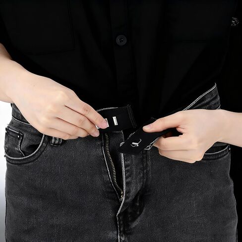 Bremorou 4pcs Black Hook Waist Band Extenders Pants Waist Extenders with Metal Hook Adjustable Pants Button Extender for Men & Women, Jeans, Skirts, Trousers, Belt Extender, Pant Waists Tightener in Saudi Arabia
