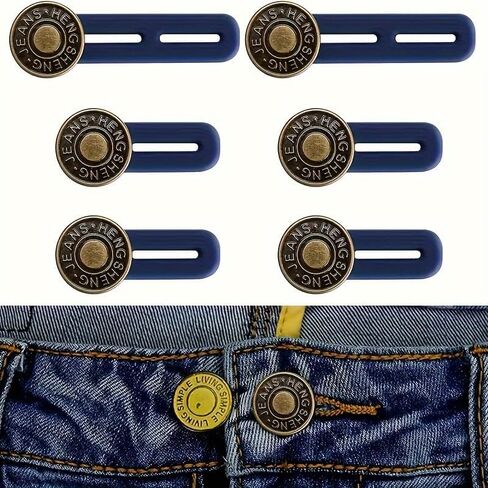 6 Pcs Jeans and Pants Button Extenders: Universal Waist Expander for Women and Men, Instant Belt Extension Solution in Saudi Arabia