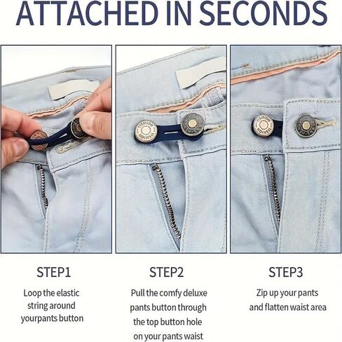 6 Pcs Jeans and Pants Button Extenders: Universal Waist Expander for Women and Men, Instant Belt Extension Solution in Saudi Arabia