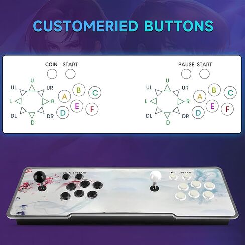 Pandora Box Arcade، 29800 لعبة في وحدة تحكم ألعاب أركيد واحدة، آلة ألعاب ريترو بدقة 1280 × 720 عالية الدقة للكمبيوتر الشخصي وجهاز العرض والتلفزيون 2-4 لاعبين ألعاب ثلاثية الأبعاد قائمة مفضلة حفظ/بحث/إخفاء/إيقاف مؤقت/حذف اللعبة in Kuwait