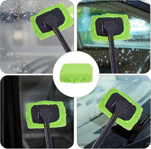 Car Care Microfiber Cloths for Windshield Cleaner, Microfiber Cleaning Cloth for Windshield Cleaning Tool Interior Car Window Cleaner Washing Bonnets, Reusable Window Washing Pads Cover Kit 5", Green in Saudi Arabia
